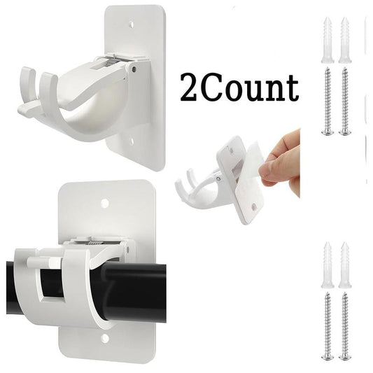 Curtain Accessories Adjustable Shower Curtain Rod Holder, 2 Counts Punch Free Self Adhesive Wall Mounted Shower Curtain Rod Holder, Bathroom Accessories