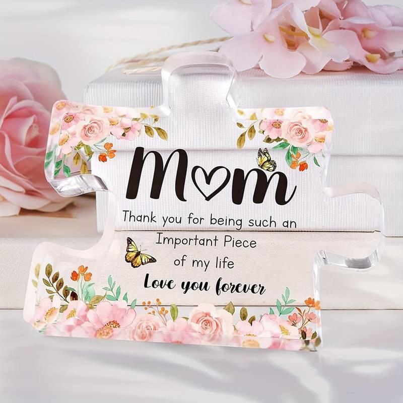 Creative DIY Spring Flower Pattern Puzzle Design Acrylic Plaque, 1 Count Birthday Gift for Mom, Desktop Decoration Gift