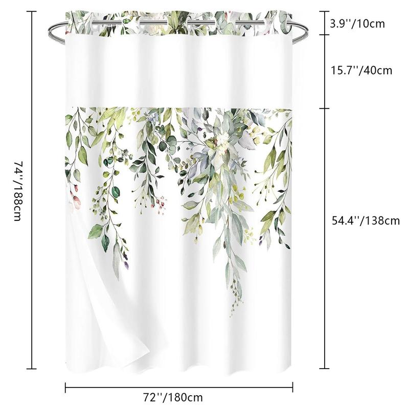 Floral Print Shower Curtain, Flower Pattern Waterproof Shower Curtain with Hooks, Summer Farmhouse Bathroom Accessories, Bathroom Supplies for Home Use