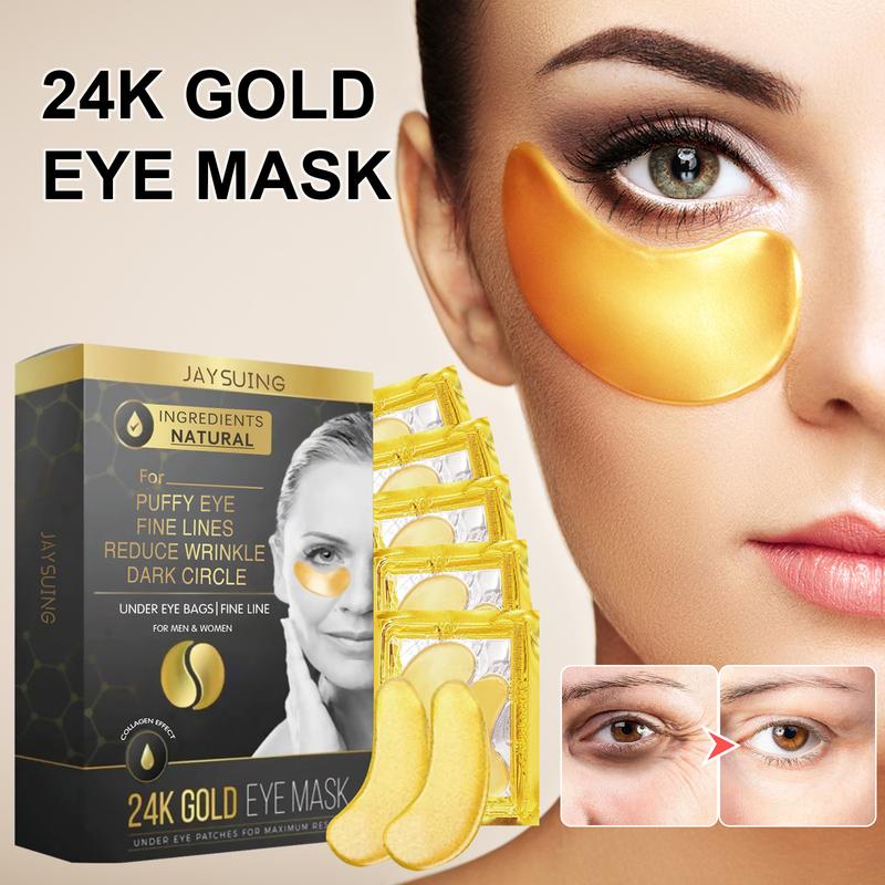 Skin Treatment Mask 24K Gold Eye Mask - 10 Pairs Eye Gels - Rejuvenating Treatment for Dark Cirlce,Puffiness,Refresh,Revitalizing,Travel,Wrinkles