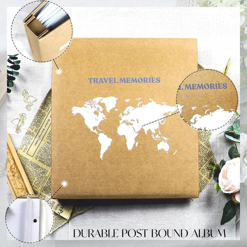 Photo Album 4x6 500 Photos 5 Pictures Per Page, 500 Pockets 4x6,  Paper Cover Travel Design World Map Adventure Vacation