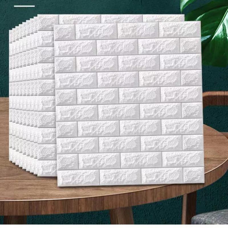 1 Piece Self-adhesive Waterproof Foam 3d Three-dimensional Brick Pattern Sticker, For Living Room, Bedroom, Laundry, Kitchen, Fireplace, Tv Wall Decoration