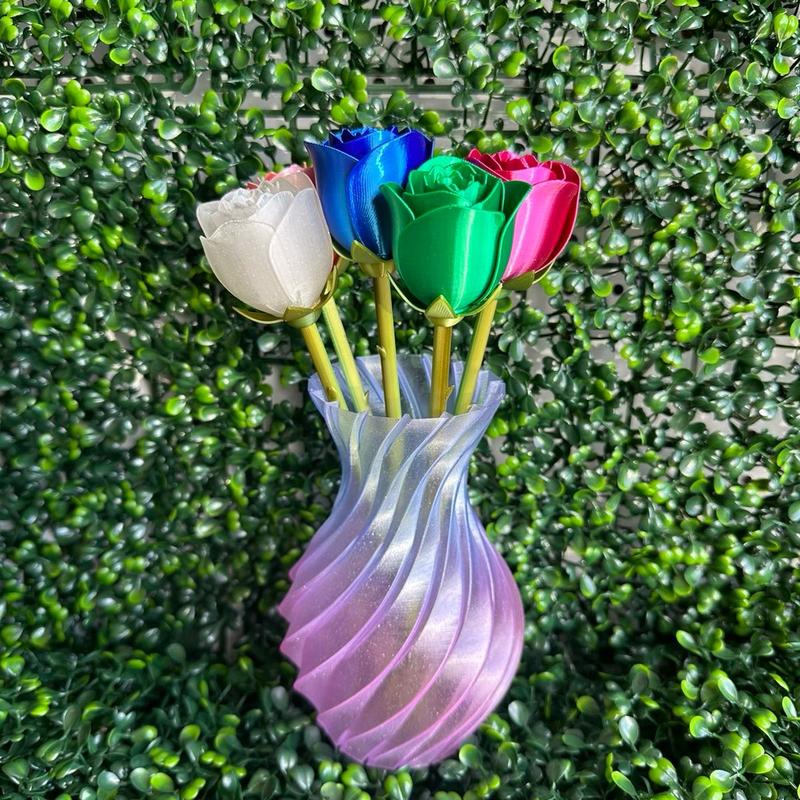 Flower Vase - Twisted Unique Vase Decorative Flower Decor - Perfect for Mother's Day - 3D Printed - Eco Friendly Plastic Plants Gift Room