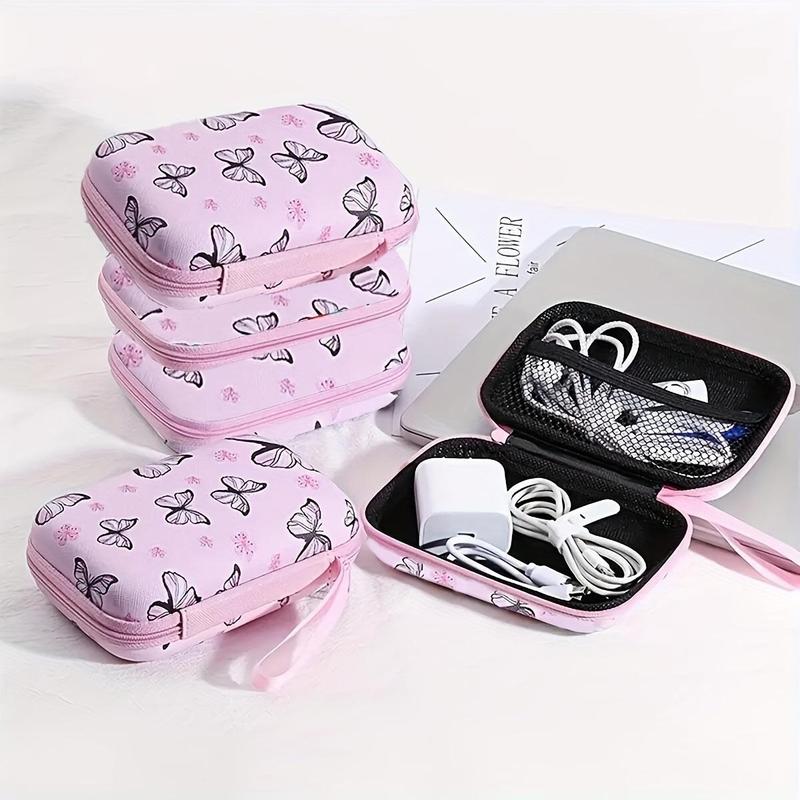 Butterfly Pattern Portable Storage Bag, Multi-purpose Zipper Storage Bag, Ideal for Organizing Earphones, Data Cables & Chargers, Perfect for Travel & Daily Storage Needs