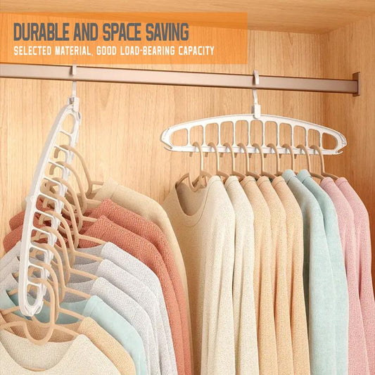 2 Counts Rotatable Folding Clothes Hanger, Magic Rack with 11 Holes for Space-Saving, Multifunctional Closet Storage for Home, Wardrobe, and Dormitory