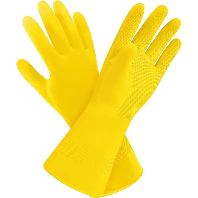 3 Pack Yellow Cleaning Gloves, Professional Natural Rubber Latex Gloves, 3 Pairs(Good thing)