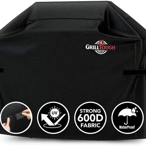 Heavy Duty BBQ Grill Cover for Outdoor Grill, 58 Inch - Waterproof, Weather Resistant, UV & Fade Resistant with Adjustable Straps Gas Weber, Genesis, Charbroil, etc. Black