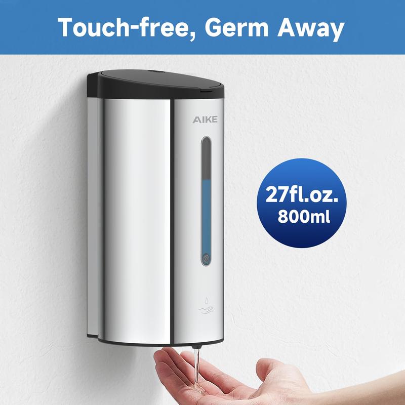 Automatic 27oz Liquid Soap Dispenser Wall-Mount Stainless Steel Finish