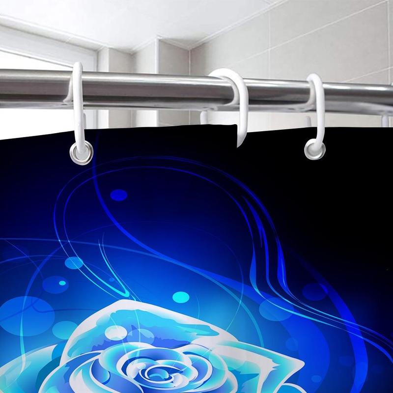 Rose Pattern Shower Curtain, Waterproof & Anti-mould Shower Curtain with Hook, Bathroom Supplies for Home Decor