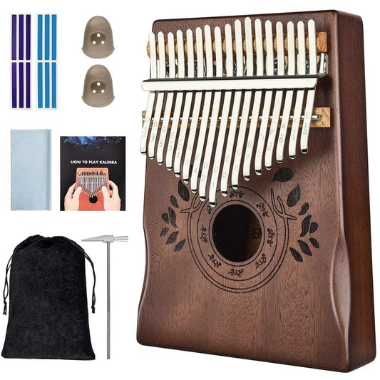 LEKATO Kalimba 17 Keys, Solid Wood Thumb Piano Portable Mbira Finger Piano Beginners C Key with Music Book, Tuning Hammer, Storage bag, Christmas Gift for Children/Teenagers/Music Lovers