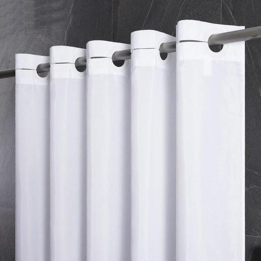 White No Hook Small Stall Shower Curtain 36x72 Inch,Polyester Fabric Waterproof Camper Shower Curtains with 4 Plastic Split Grommets,Narrow Half Size Decorative Bathroom Curtains