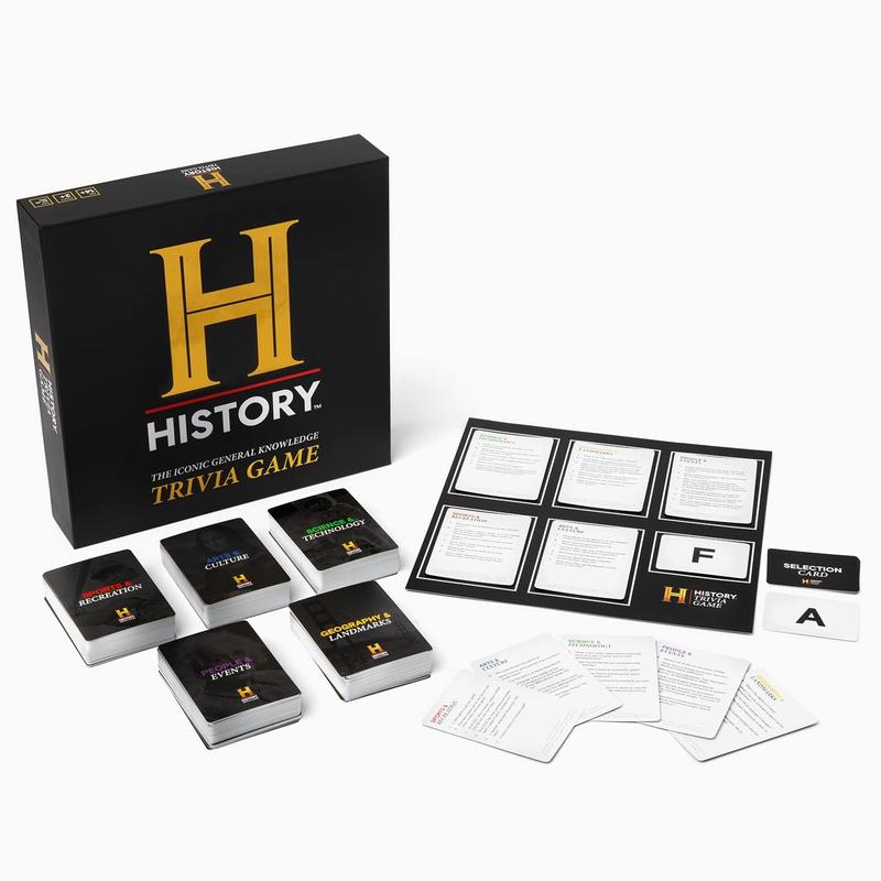 HISTORY Channel Trivia Board Game Deluxe Edition with 80s & 90s Expansion Pack - 2400+ General Knowledge Questions. Fun Party Card Game for Adults, Family & Teens in The Pursuit of Trivial Knowledge