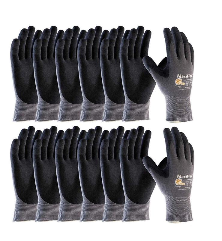 PIP 34-874 Maxi Flex Ultimate 34874 Foam Nitrile Palm Coated Gloves, Gray, size M/L/XL (Pack of 12)