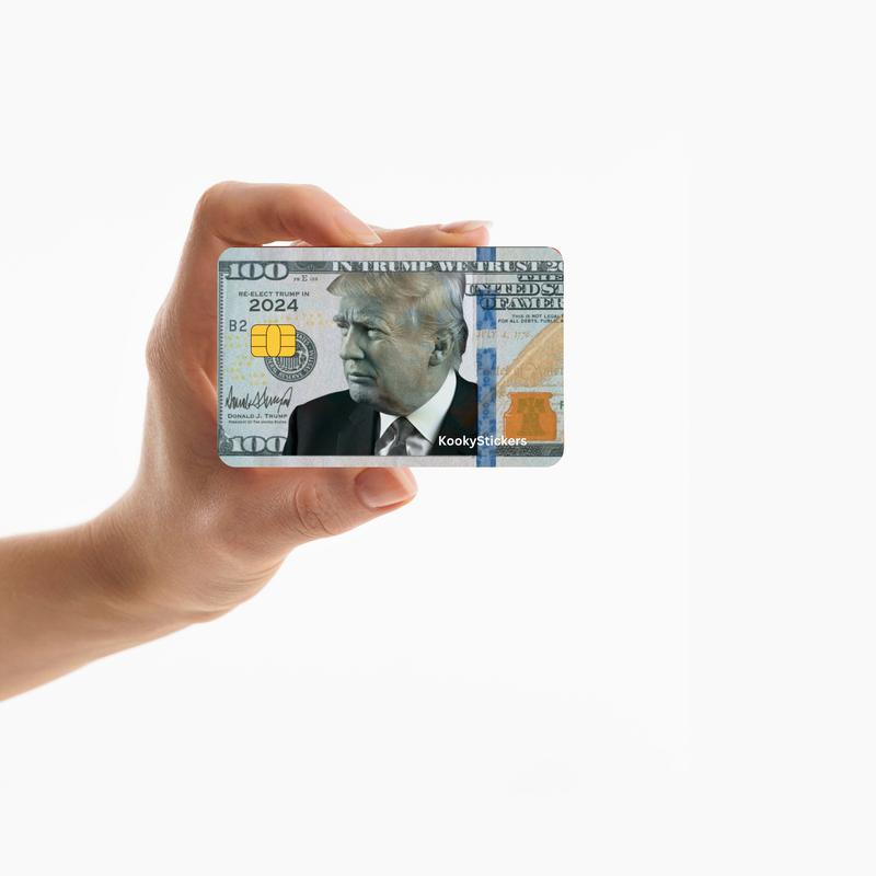 100 Trump Dollar Bill - Credit Card Skin Cover Decal Sticker (SMALL CHIP)