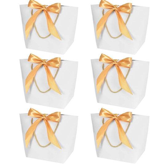 Drawstring Gift Boxes with Bow Decor, 6pcs Modern Simple Luxury Multi-purpose Candy Treat Bags,?Mean Girls Decorations, Paper Gift Packaging Bag, Gift Bags, Festive & Party Supplies