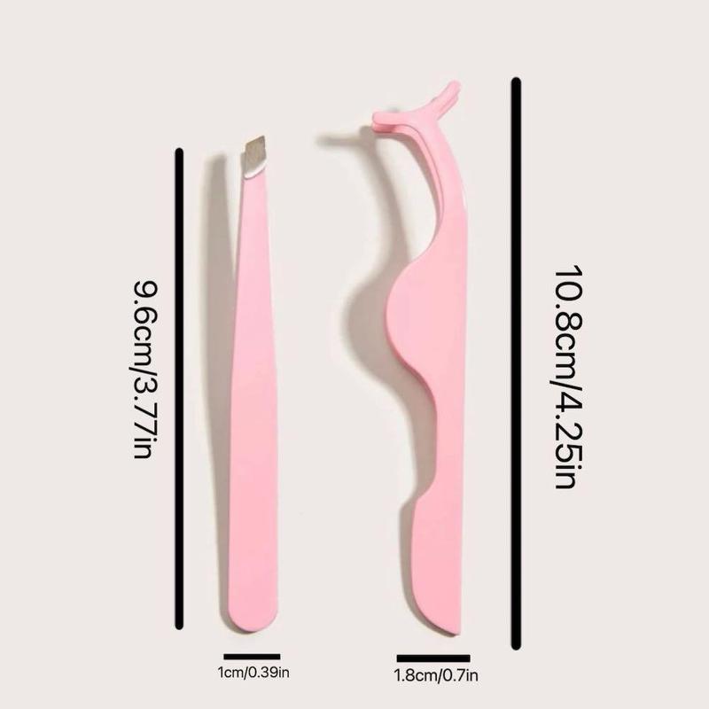 Eyelash Extension Tweezers, 2pcs/set Portable Stainless Steel Eyelash Tweezers Applicators, Cluster Eyelashes Strip Lashes Holders, Cosmetic Makeup Tool