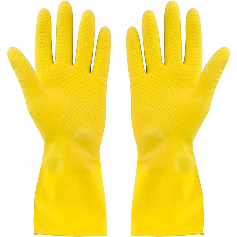 3 Pack Yellow Cleaning Gloves, Professional Natural Rubber Latex Gloves, 3 Pairs(Good thing)