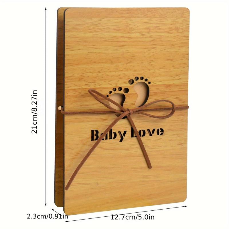 Wooden Cover Baby Love Photo Album Book, 1 Piece Modern Simple Creative Baby Love Memory Scrapbooking Photo Album Book, Romantic Valentine's Day Gifts for Her Him Boyfriend Girlfriend, Gift for Family