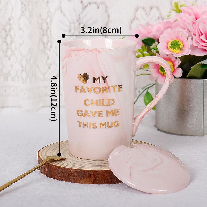 Mom Coffee Mug,  Mom Ever Mug, 16 Oz Coffee Cup With Exquisite Box Packing Spoon, Pink Ceramic Marble Mothers Funny Ideas Mug, Pregnancy Birthday Valentine Christmas Gift