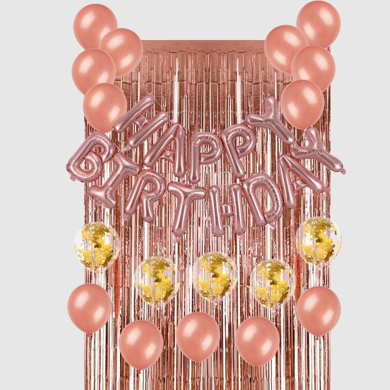 Happy Birthday Balloon Set, 58pcs/set Happy Birthday Balloons Banner, 12in Confetti Balloon, Pink Balloon, Party Decor, Party Supplies