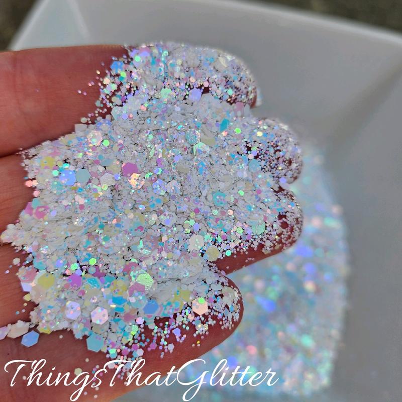 Unicorn dust white/rainbow chunky glitter