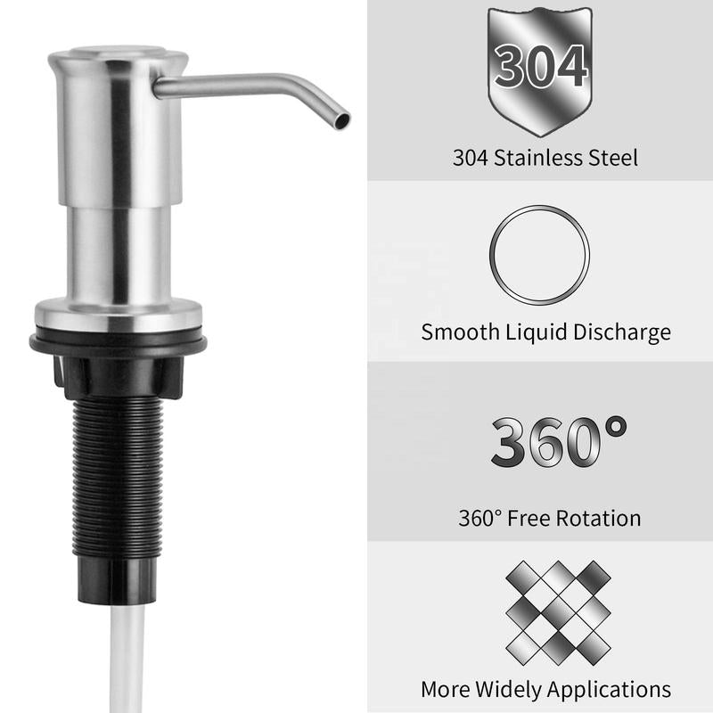 Universal Soap Dispenser, 1 Count Stainless Steel Rotatable Liquid Dispenser, Kitchen Sink Soap Dispenser