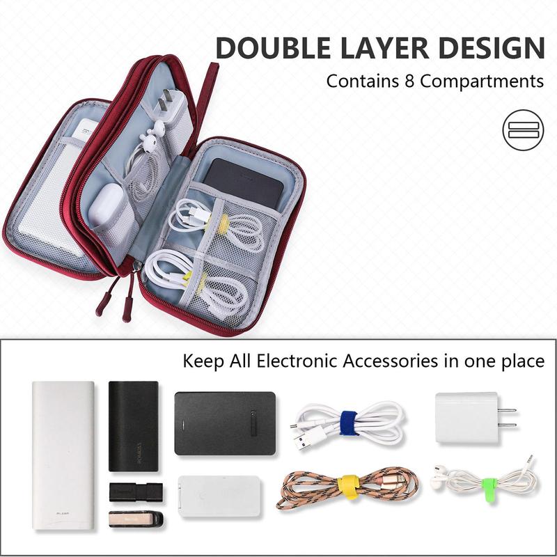 Portable Multi-layer Cable Storage Bag, Summer Waterproof Cable Zipper Storage Bag, Storage Organizer, Cable Earphones Charger Storage Bag for Travel Camping Summer Vacation, Summer Gift