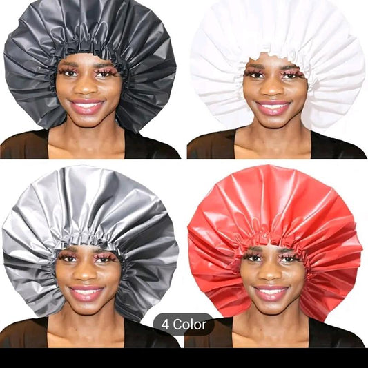 Waterproof Reusable Shower Cap for Women and Men Extra large  for Thick Long Hair and Braids - Bathroom Accessories Accessory Reusable