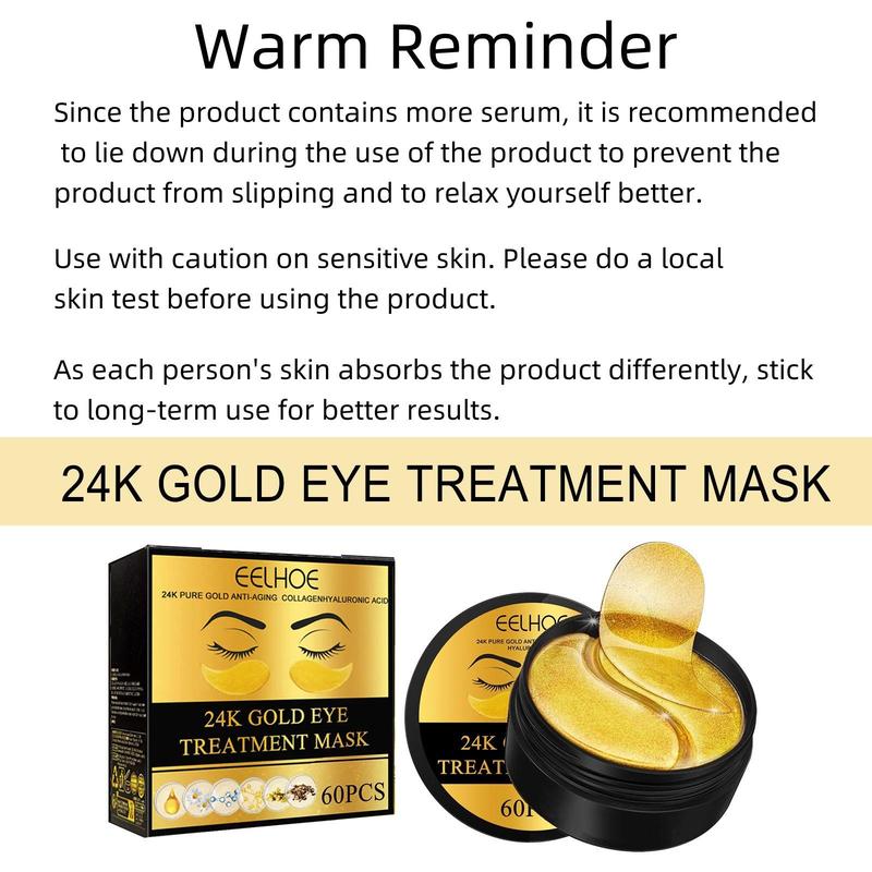 24k Gold Comfort Under Eye Patch, Skincare Moisturizing Eye Mask for Soothing Dry Skin, Hydrating Personal Eye Skin Care Supplies for Daily Use, Summer Skin Care Products