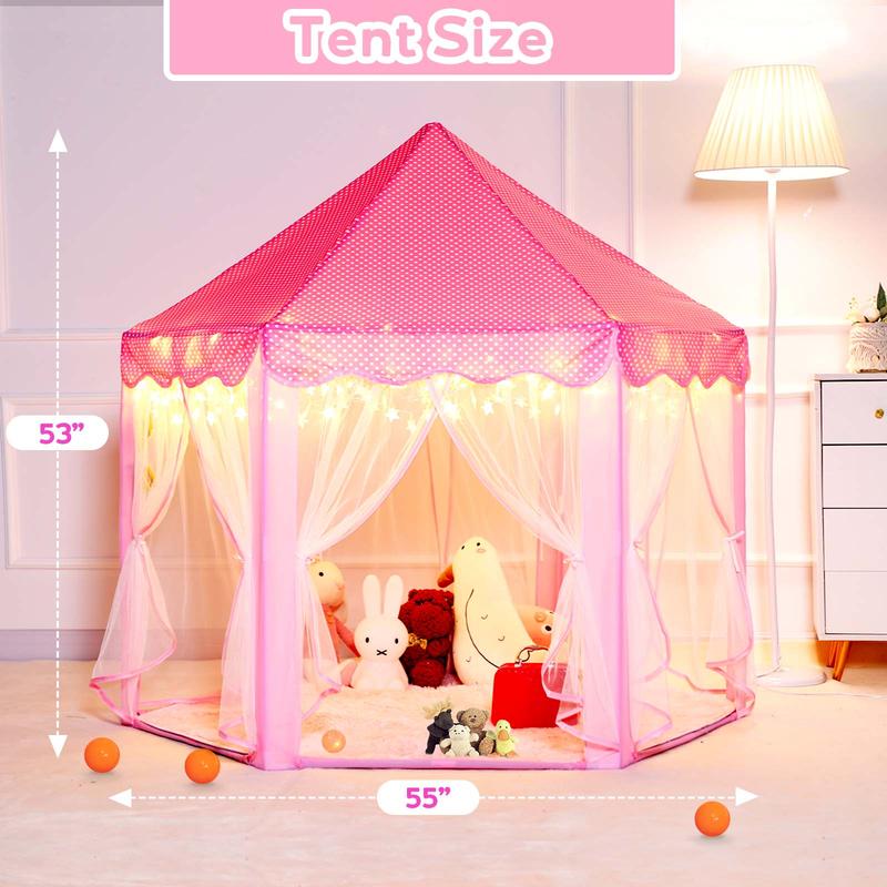 Princess Tent for Girls with Mat - Unicorn Fairy Castle Play Tent for Kids, Hexagon Playhouse with Gift Box for Indoor & Outdoor Fun!