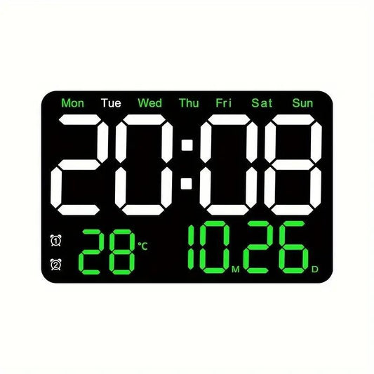 Short LED Display Clock, 12/24 Hour Digital Intelligent Large Screen Clock, with Temperature Week & Calendar Remote Control, Summer for Gift [without Battery]