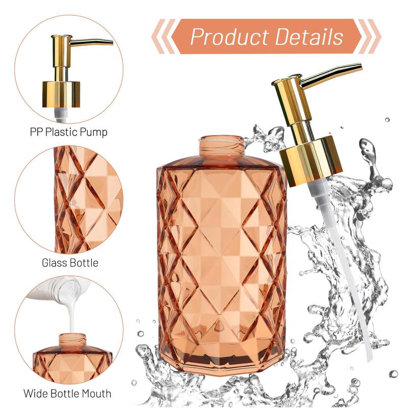 330ml Soap Dispenser, 5 Counts/set Including 2 Exquisite Soap Dispensers & 2 Pump Heads & 1 Funnel, Refillable Soap Dispenser Set, Bathroom Supplies