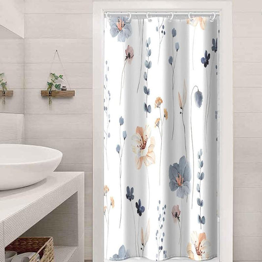 Floral Pattern Shower Curtain, 1 Count Bathroom Shower Curtain With Hook, Bathroom Supplies