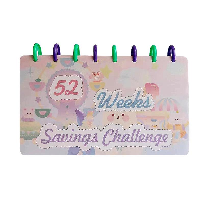 52 Weeks Saving Challenge Binder, 1 Count Reusable Budget Planner Holder, Cash Organizer for Card Budgeting & Saving Money, Cute Desk Supplies