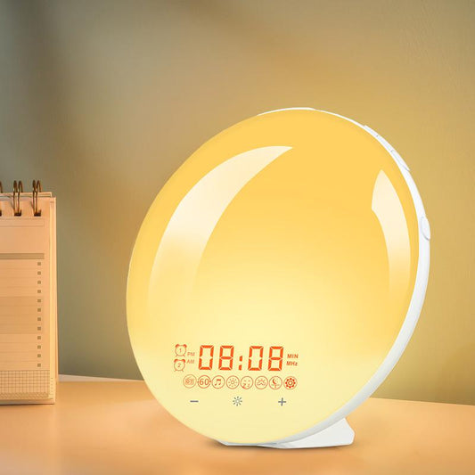 Wake Up Light Sunrise Alarm Clock, for Heavy Sleepers, Smart Sunrise/Sunset Simulation, 9 Natural Sounds and FM Radio, 20 Level Brightness adjustments, Sleep Aid, Dual Alarms, 7 Colors Night Light, Bedroom Lamp Decor, Unique Gift for Boys and girls.