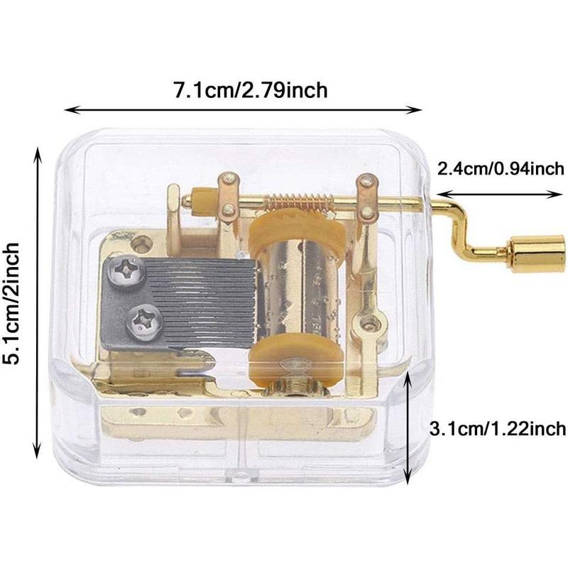 Over The Rainbow Music Box, Clear Gold Hand Crank Musical Box for Mom/Dad/Daughter/Son - Unique Best Gifts for Birthday Christmas Wedding Mother's Day