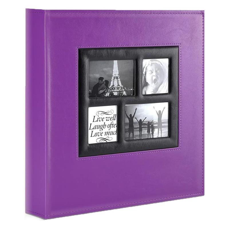 Large Capacity Photo Album, Leather Cover Wedding Family Photo Album, Holds 500 Horizontal and Vertical Photos