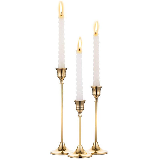 Candlestick Holders Taper Candle Holders, Set of 3 Candle Stick Holders Set, Brass Gold Candlestick Holder Set, Vintage Modern Decorative Centerpiece for Table Mantel Wedding Housewarming Gift Metal Ornaments taper candleholders Antique