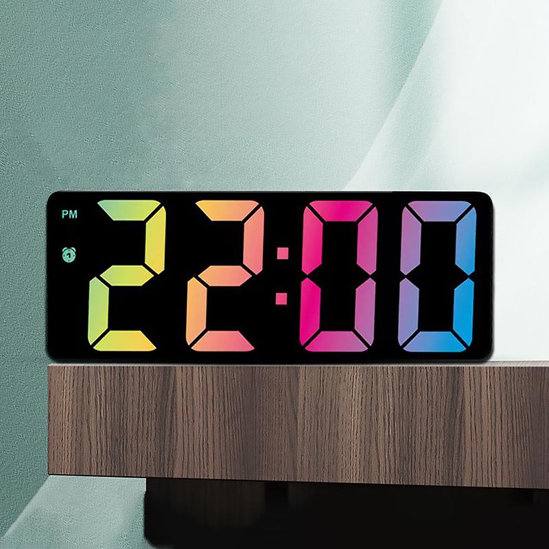 Wedding Gifts  Digital Alarm Clock Colorful LED Electronic Clock USB/Battery Operated Smart Desk Clock 12/24H Display 3 Adjustable Brightness 5 Modes Voice Control Snooze Function Reusable