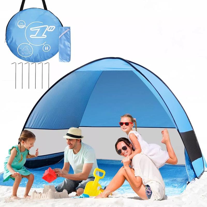 Pop Up Beach Tent UPF 50+ Sun Shelter for 2-3 Person Automatic Portable Beach Shade Tent Outdoor Cabana Sun Umbrella,Blue, Green