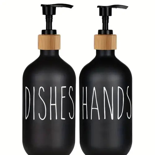 2pcs 16.91oz Lotion Dispenser Black plastic pump, perfect for hand sanitizer, dish sanitizer, and household lotion. Easy to use and decorative.