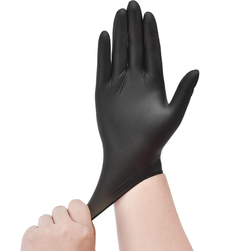 Disposable Black Nitrile Gloves (50pcs), Non-slip Disposable Gloves, Food Safety Rubber Gloves, Household Kitchen Bathroom Cleaning Gloves