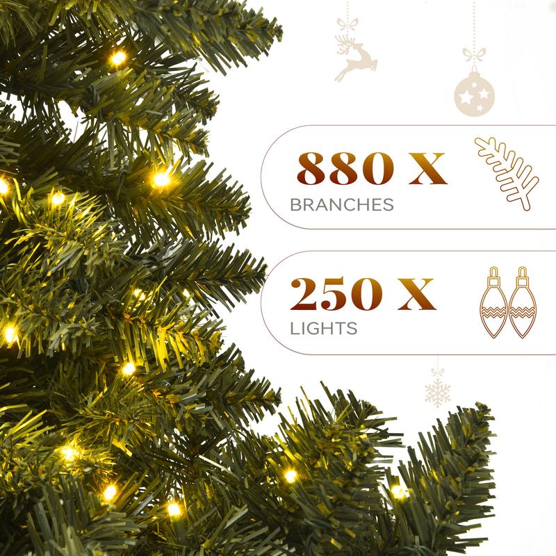 [Labor Day]YITAHOME Pre-Lit Artificial Hinged Christmas Tree, 6ft Prelighted Spruce Xmas Tree for Home, Office, Party Decoration with 880 Branch Tips and 250 Lights, Green