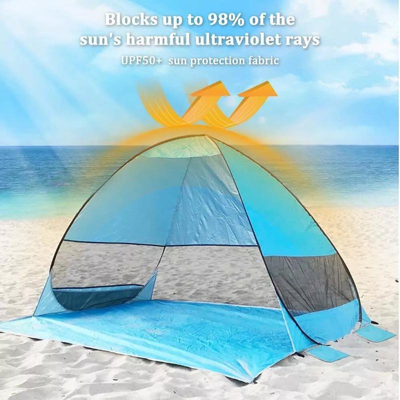 Pop Up Beach Tent UPF 50+ Sun Shelter for 2-3 Person Automatic Portable Beach Shade Tent Outdoor Cabana Sun Umbrella,Blue, Green