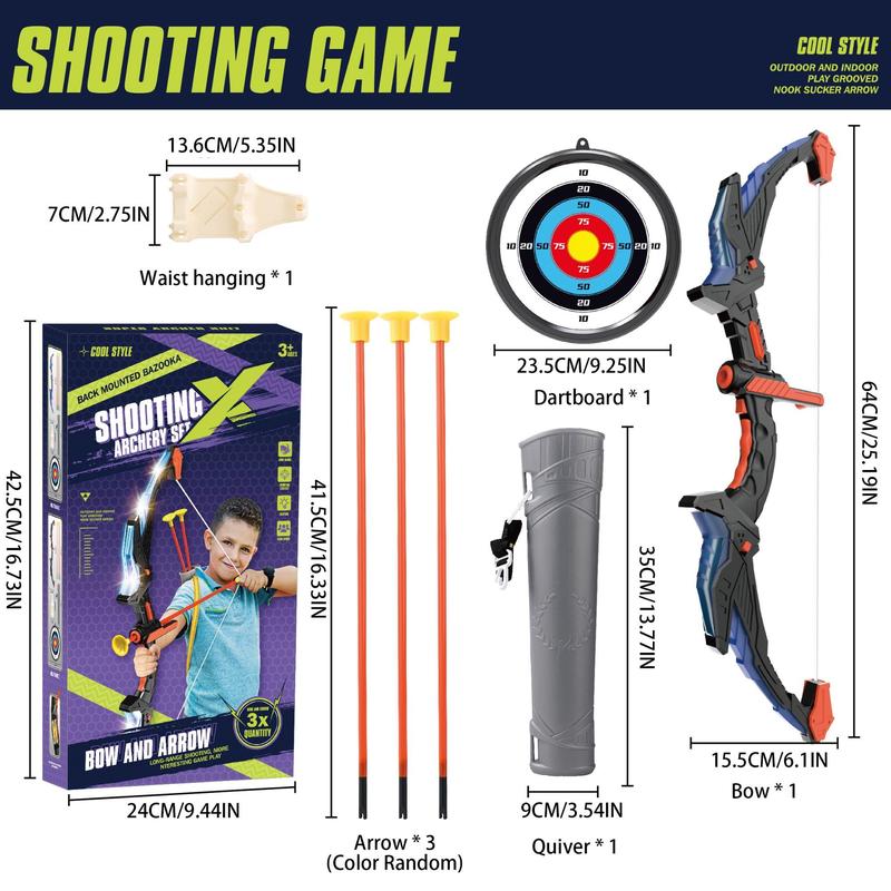 Kids Bow and Arrow Toy Set, 1 Set Beginner Shooting Archery Crossbow Target Outdoor Sports Toy with 3 Suction Cup Arrows, Shooting Toy for Children