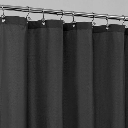 Waterproof Fabric Shower Curtain with 3 Magnets - Hotel Quality Soft Black Shower Curtain Liner for Bathroom, Light-Weight Cloth & Washable - 72x72, Black