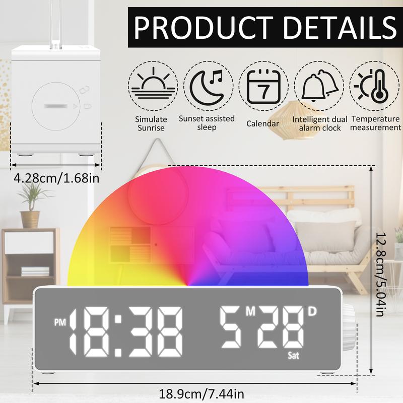 Sunrise Lamp Sunrise Alarm Clock, Wake Up Lamp Dawn Simulator, Bedside Sun Lamp 7 Color Changing Lamp Bedroom Night Light for Heavy Sleepers Adults, Gift for Teenage Boys Girls