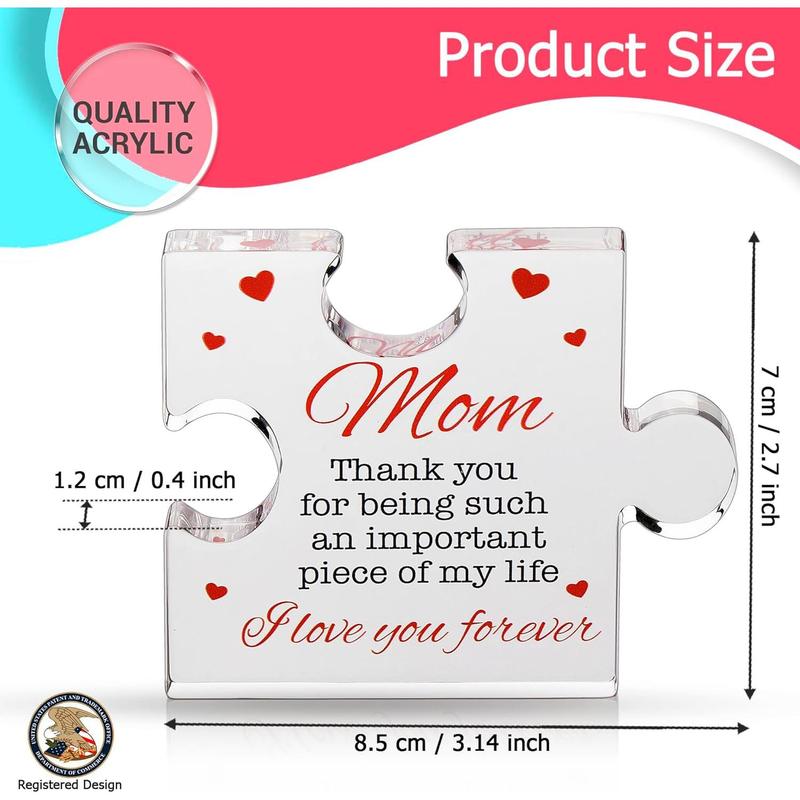 Birthday Gifts for Mom - Engraved Acrylic Block Puzzle Mom Present 4.1 x 3.5 inch - Cool Mom Presents from Daughter, Son, Dad - Heartwarming Mom Birthday Gift, Christmas