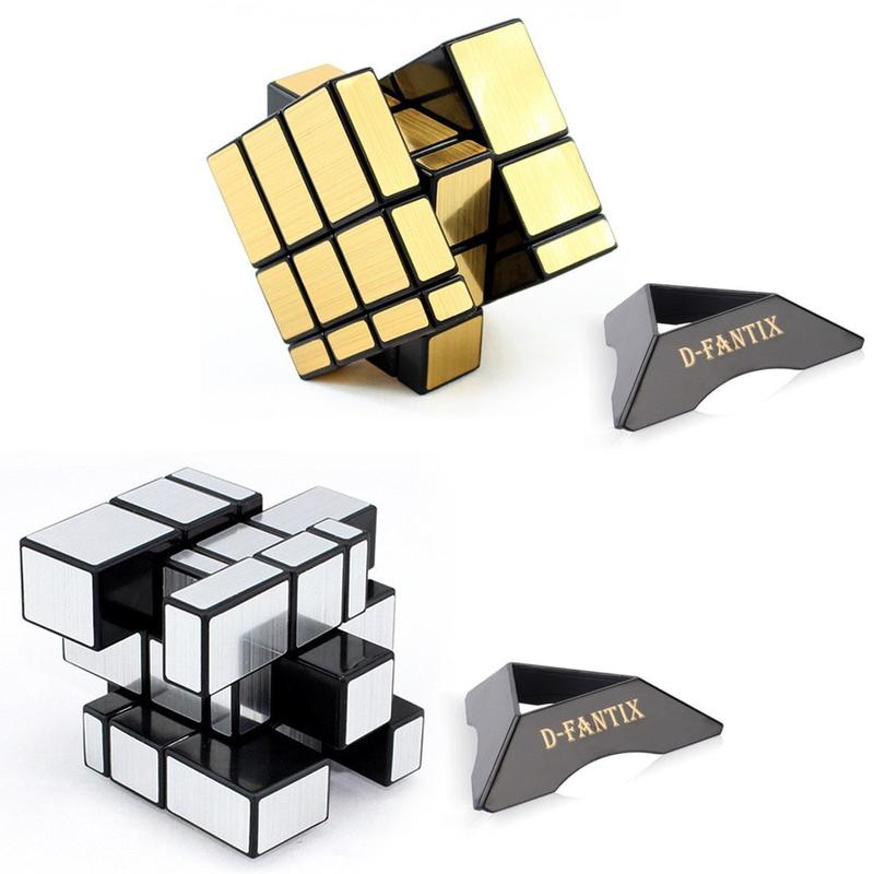 D-FantiX Shengshou 3x3x3 glossy Cube Set, 2 Pack, ABS Plastics, Puzzle Toys ,bright gray, amber champagne color, Unisex, Beginner, 54 Pieces, 2 Items, 1 Set rubixcubegame