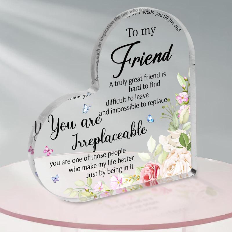 Heart Shaped Acrylic Plaque, Creative Desktop Ornament, Transparent Decoration Suitable for Living Room, Bedroom and Office, Gift for Friends